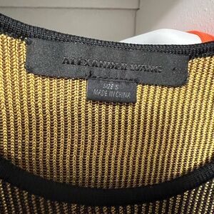 Alexander Wang Black & Gold Ribbed Metallic Knit Dress